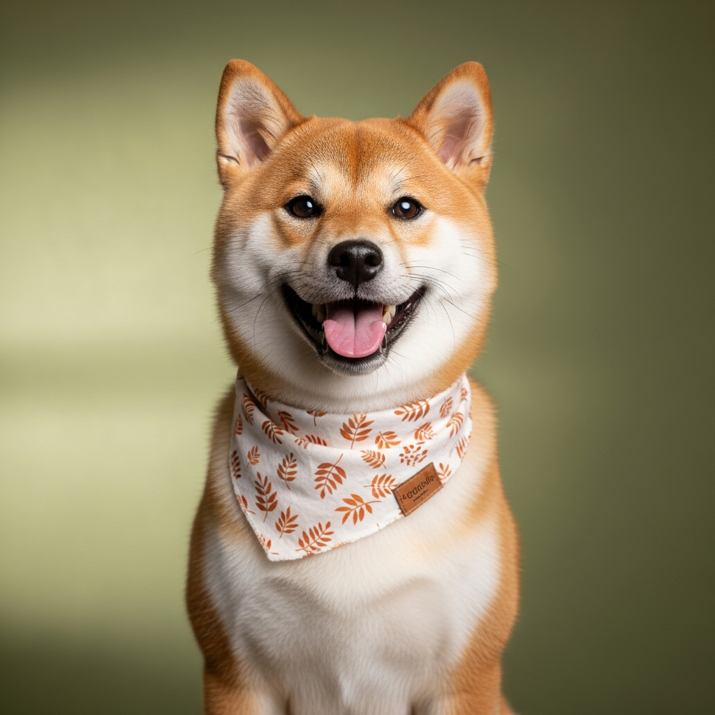 バンダナをつけた柴犬